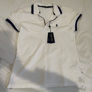Polo Ralph Lauren Golf Polo white and blue trim M